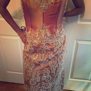 Jovani, beaded, ribbed and beautiful gown. WornSize 8.